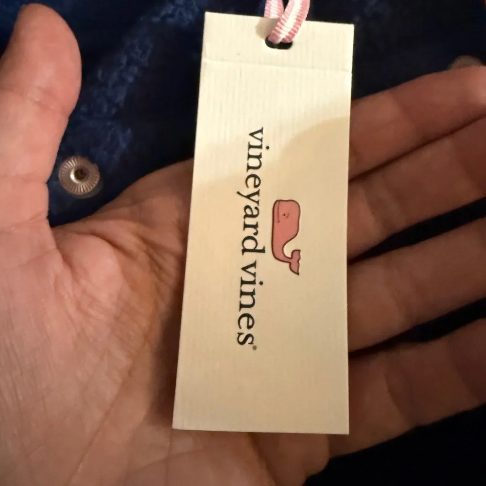 Vineyard Vines Kids SherpaPullover Quarter Snap Henley Blue & Orange - 14  New - Picture 2 of 7